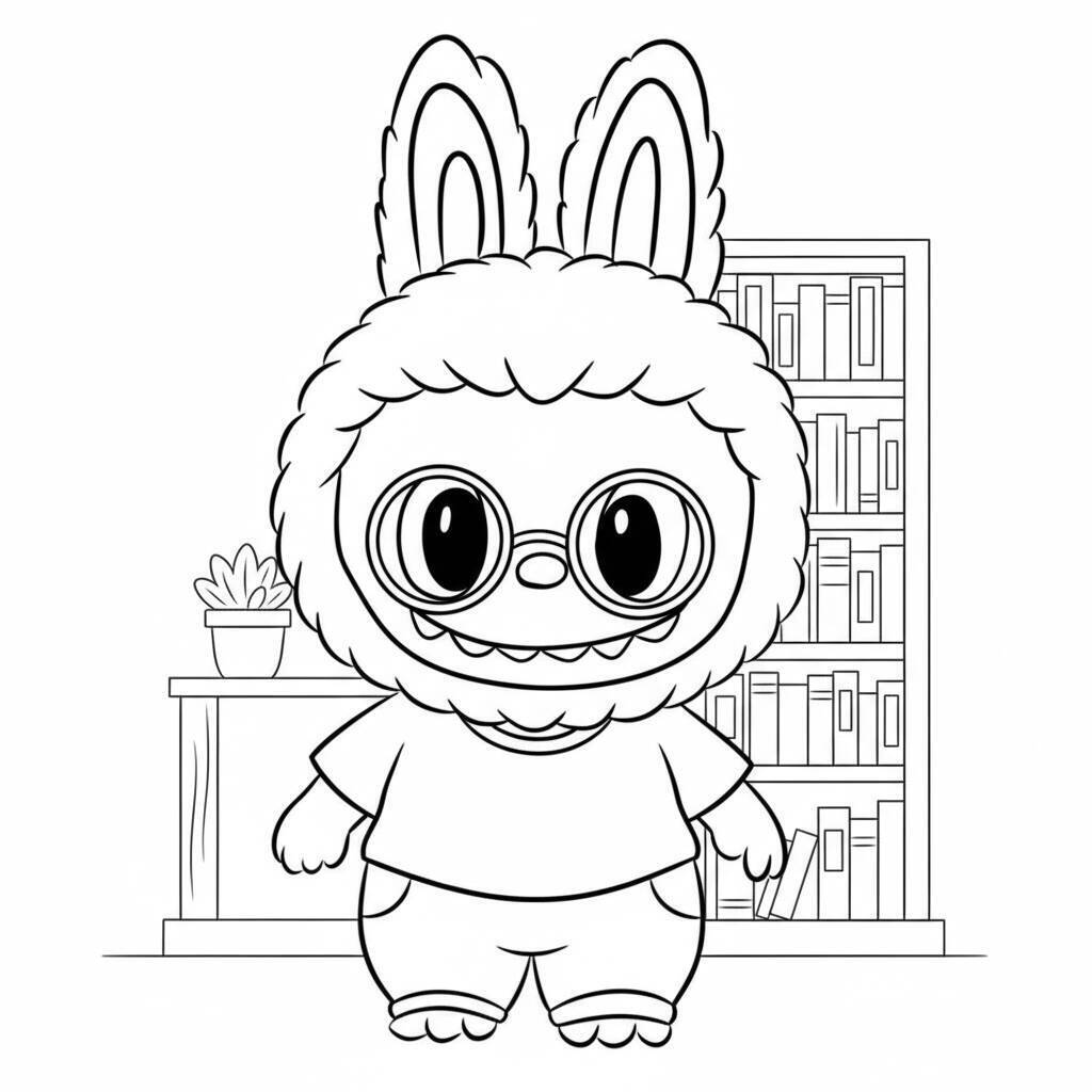 Desenho do Labubu com Óculos para colorir