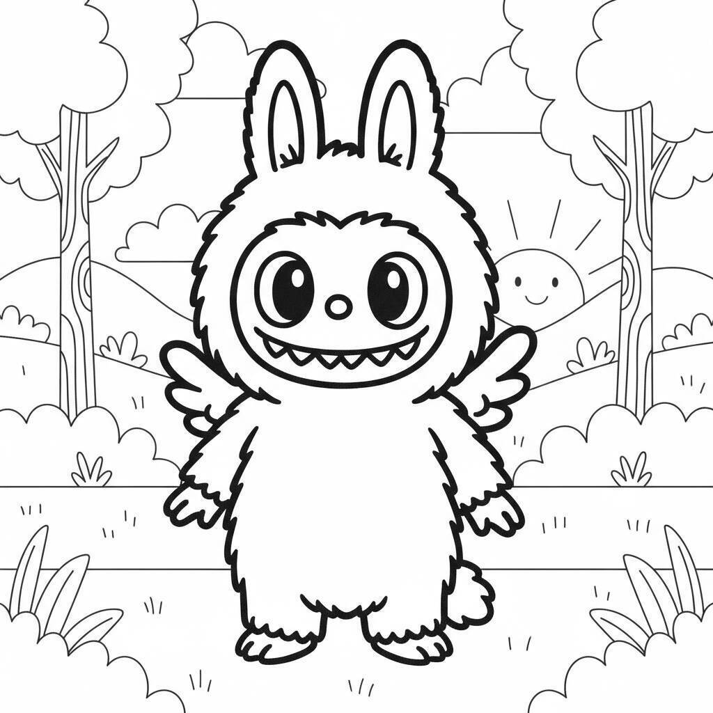Desenho do Labubu no Parque para colorir