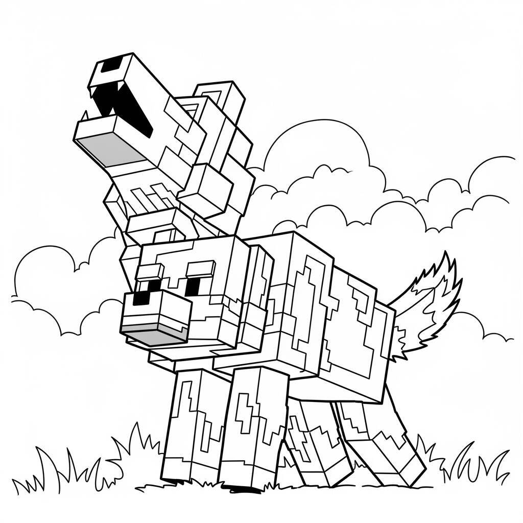 Desenho do Lobo de Minecraft para Colorir