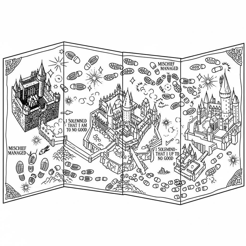 Desenho do Mapa do Maroto para Colorir