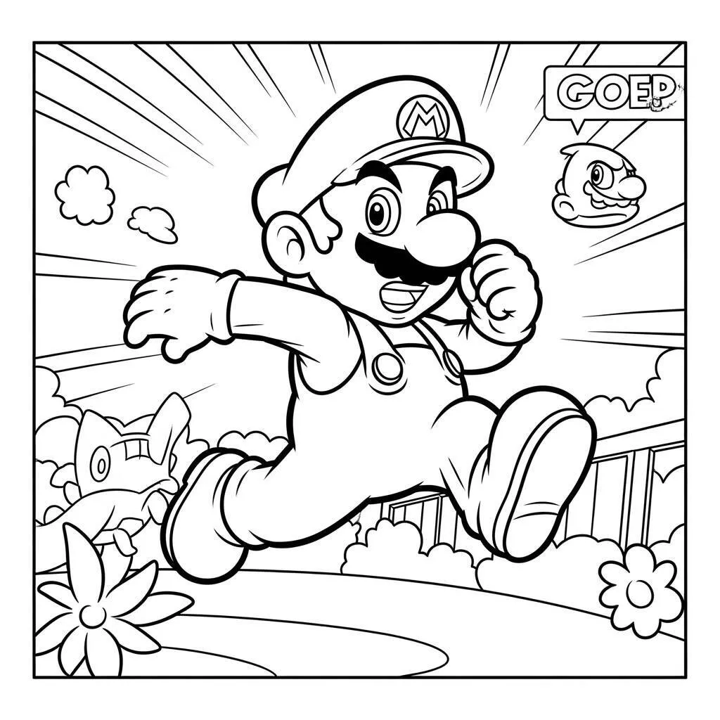 Desenho do Mario Bros Correndo para Colorir