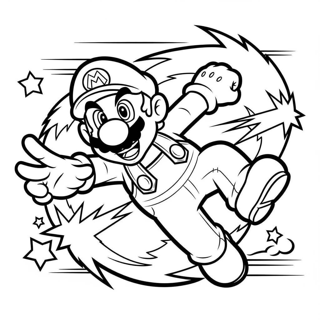 Desenho do Mario com um Super Poder para Colorir