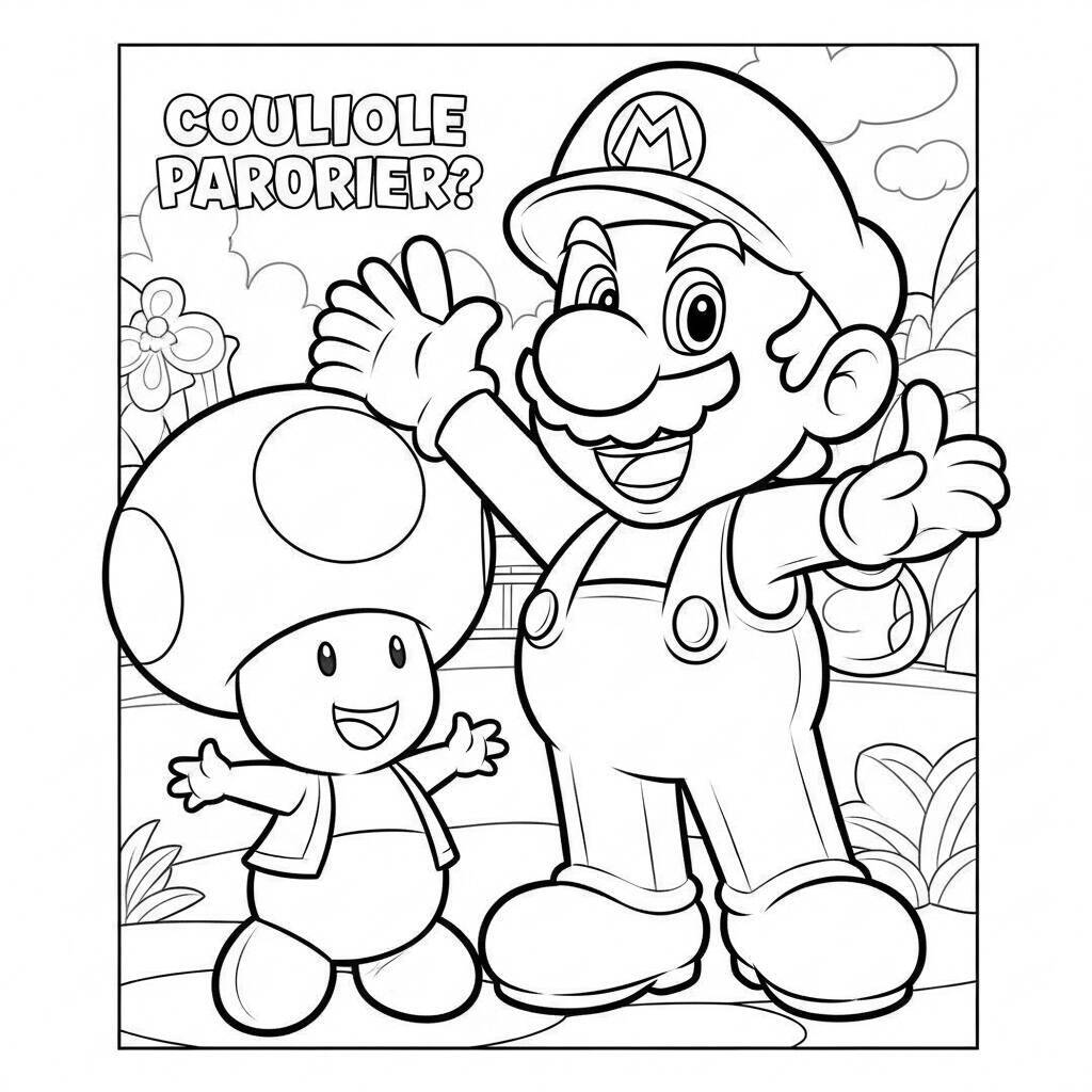 Desenho do Mario e Seu Amigo Toad para Colorir