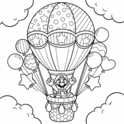 Coloriage Mario dans un ballon