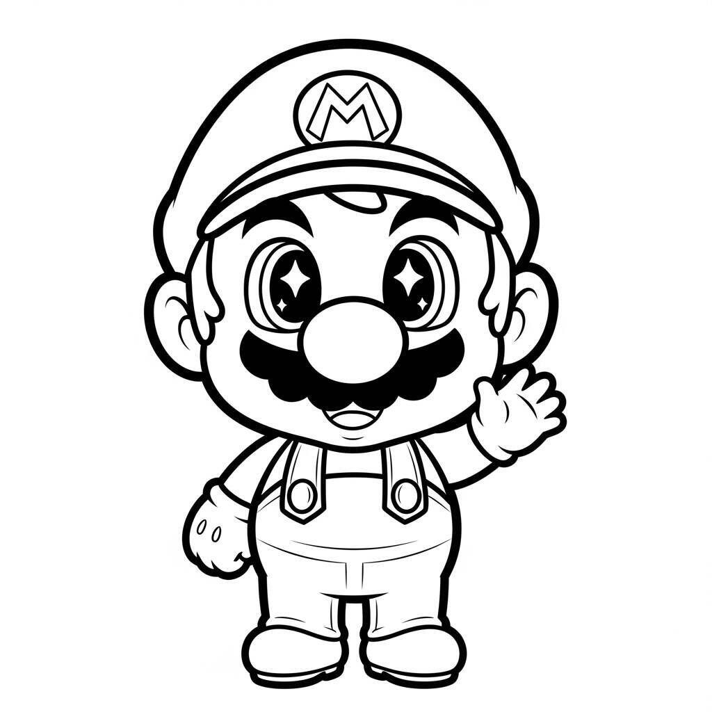 Desenho do Mario em uma Kawaii Versão para Colorir