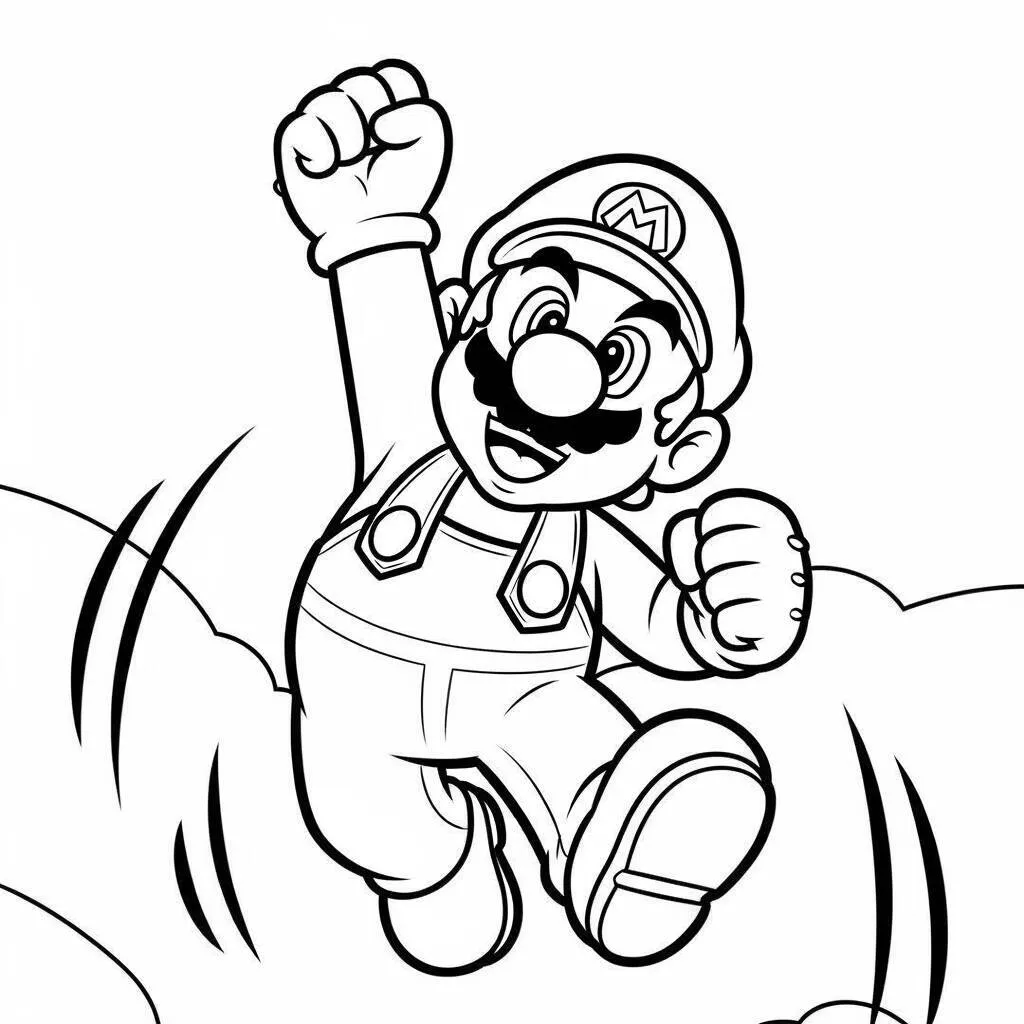 Desenho-do-Mario-fazendo-um-Pulo-para-Colorir Desenho do Mario fazendo um Pulo para Colorir