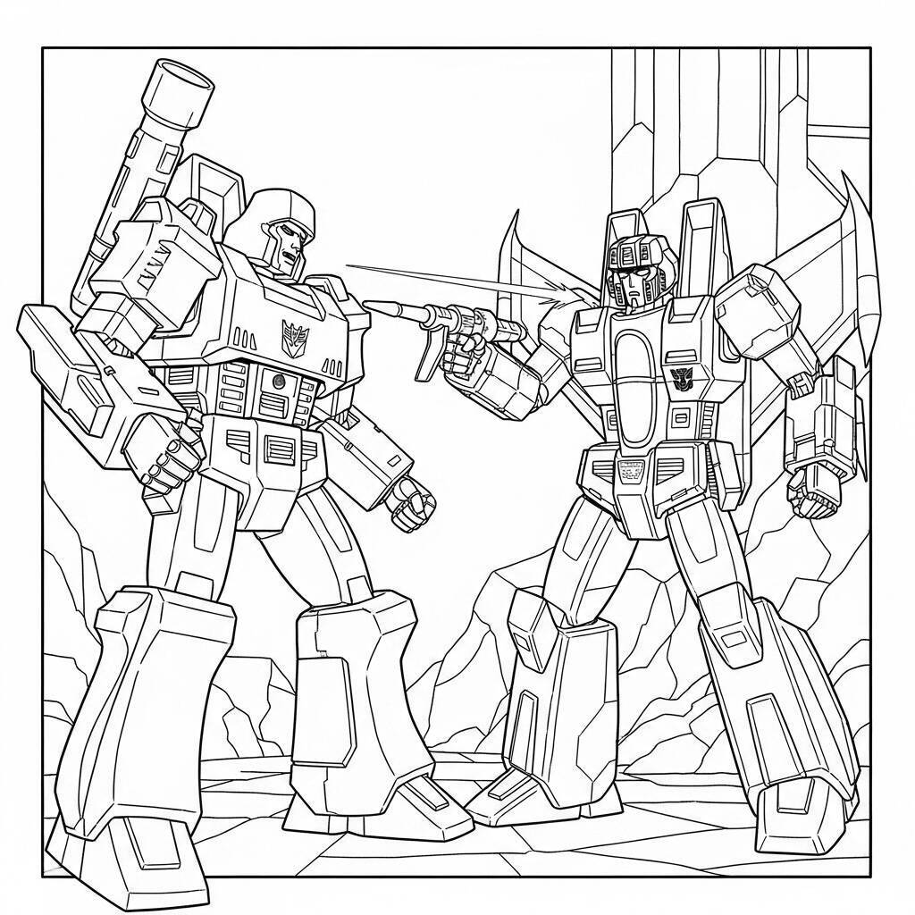 Coloriage Megatron et Starscream s'affrontent