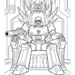 Desenho do Megatron em um trono para Colorir