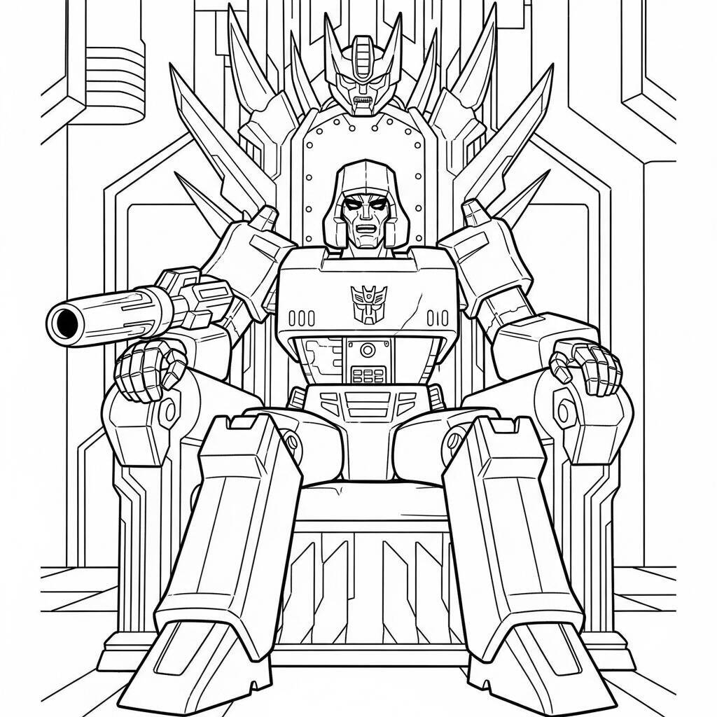 Coloriage Megatron sur un trône pour Colorier