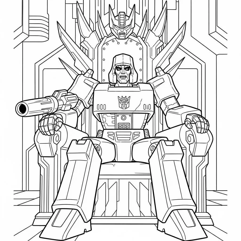 Desenho-do-Megatron-em-um-trono-para-Colorir Desenho do Megatron em um trono para Colorir