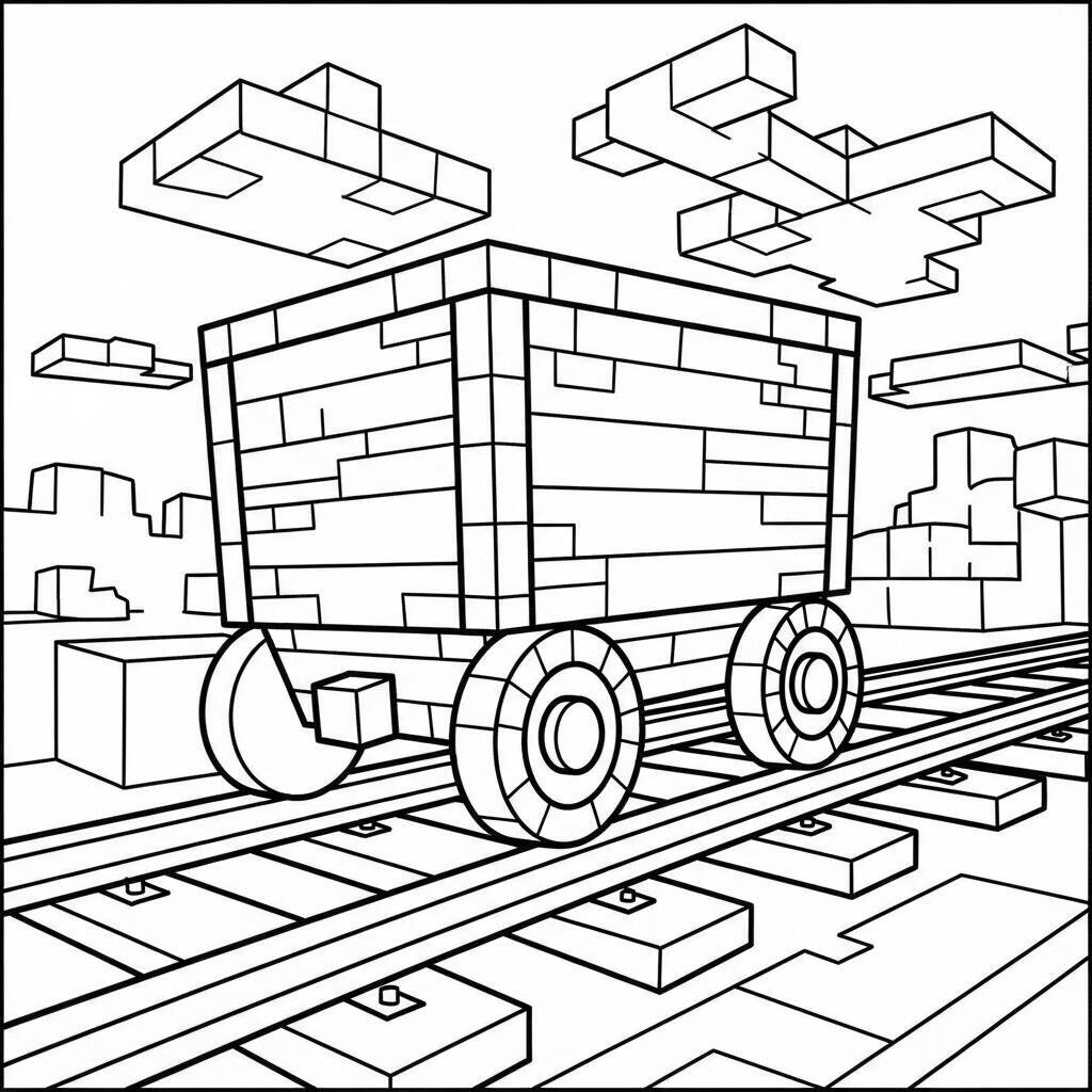 Desenho do Minecart de Minecraft para Colorir