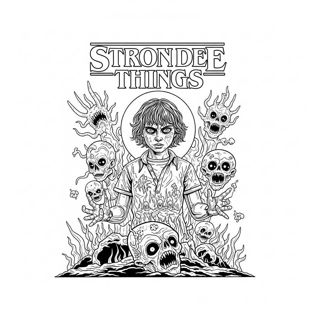 Desenho do Mundo Invertido de Stranger Things para Colorir