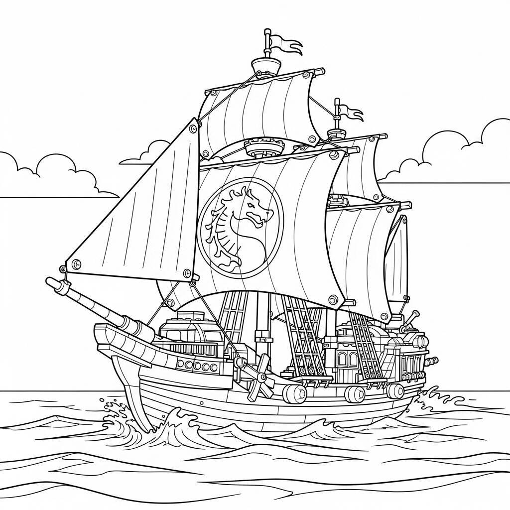 Desenho do Navio de Lego Ninjago para Colorir