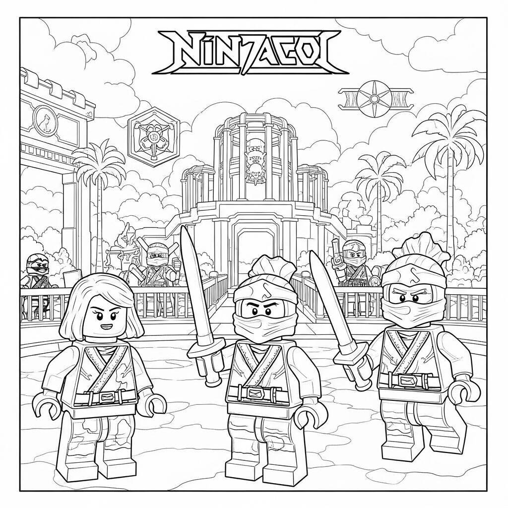 Desenho do Ninjago em um Parque de Diversões para Colorir