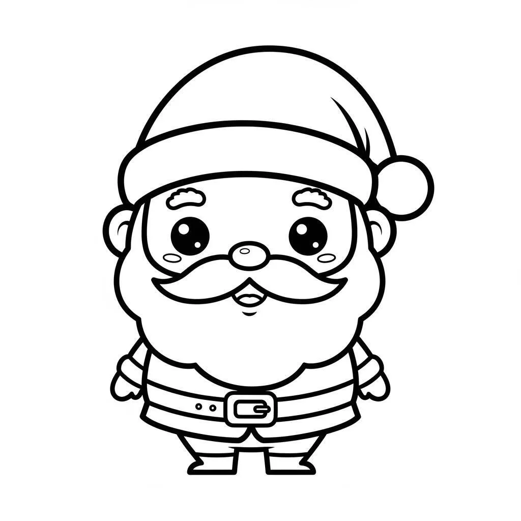 Desenho do Papai Noel Kawaii para Colorir