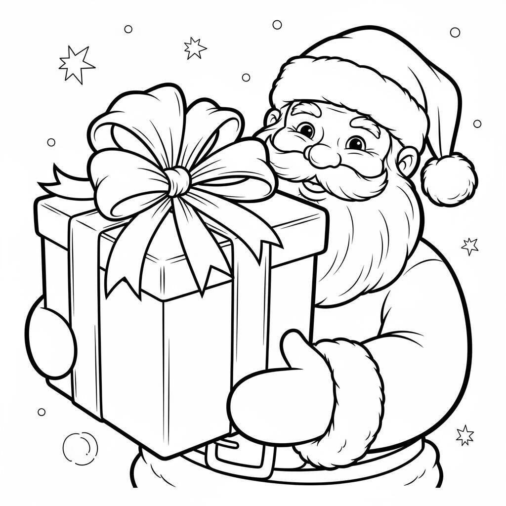 Desenho do Papai Noel e Presentes para Colorir
