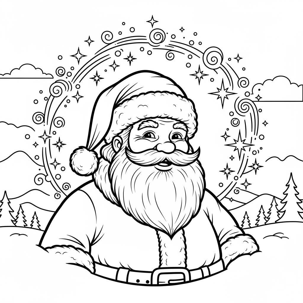 Desenho do Papai Noel e a Magia do Natal para Colorir