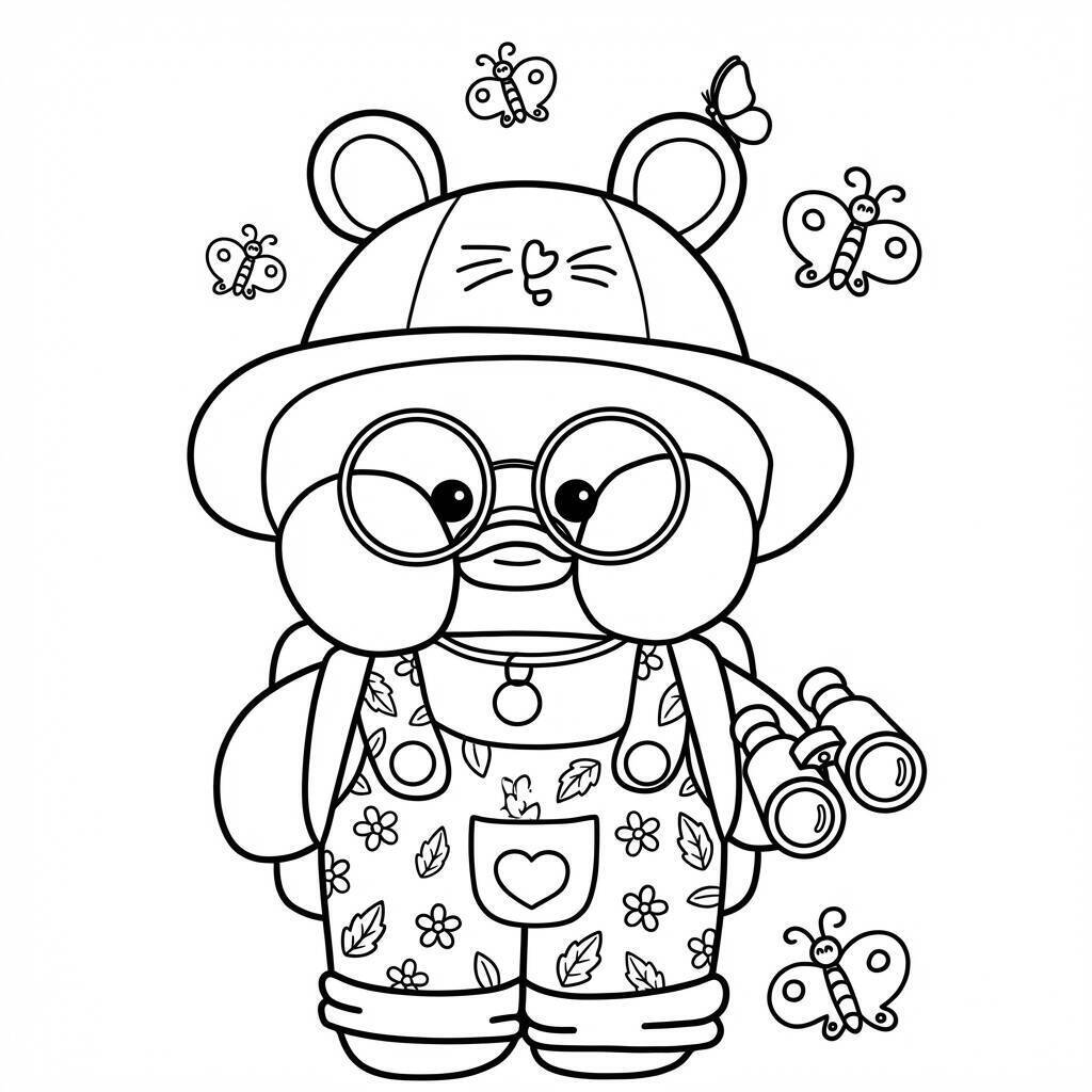 Desenho do Paper Duck com acessórios para colorir e recortar