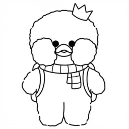 Desenho do Paper Duck com coroa e cachecol para colorir