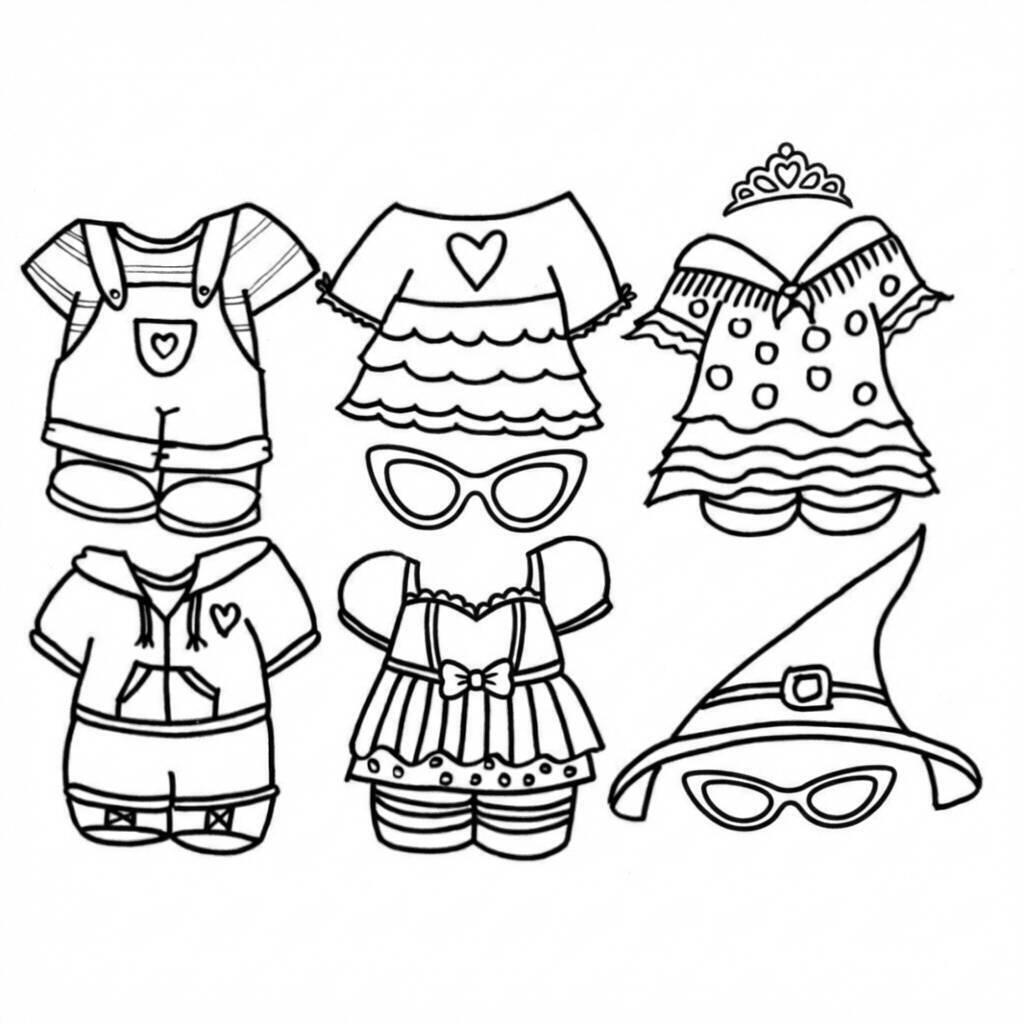 Desenho do Paper Duck com roupas divertidas para colorir