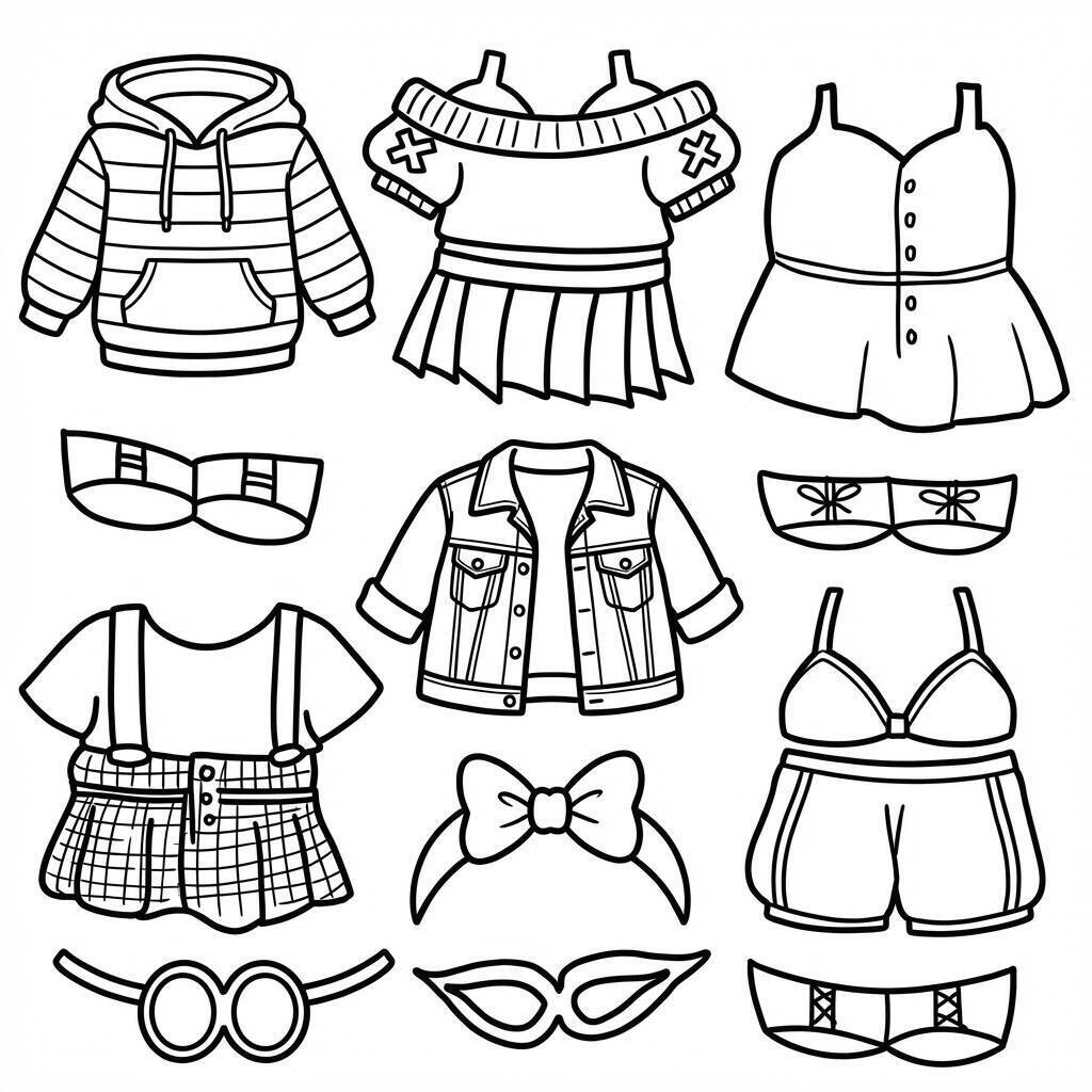 Desenho do Paper Duck com roupas estilosas para colorir