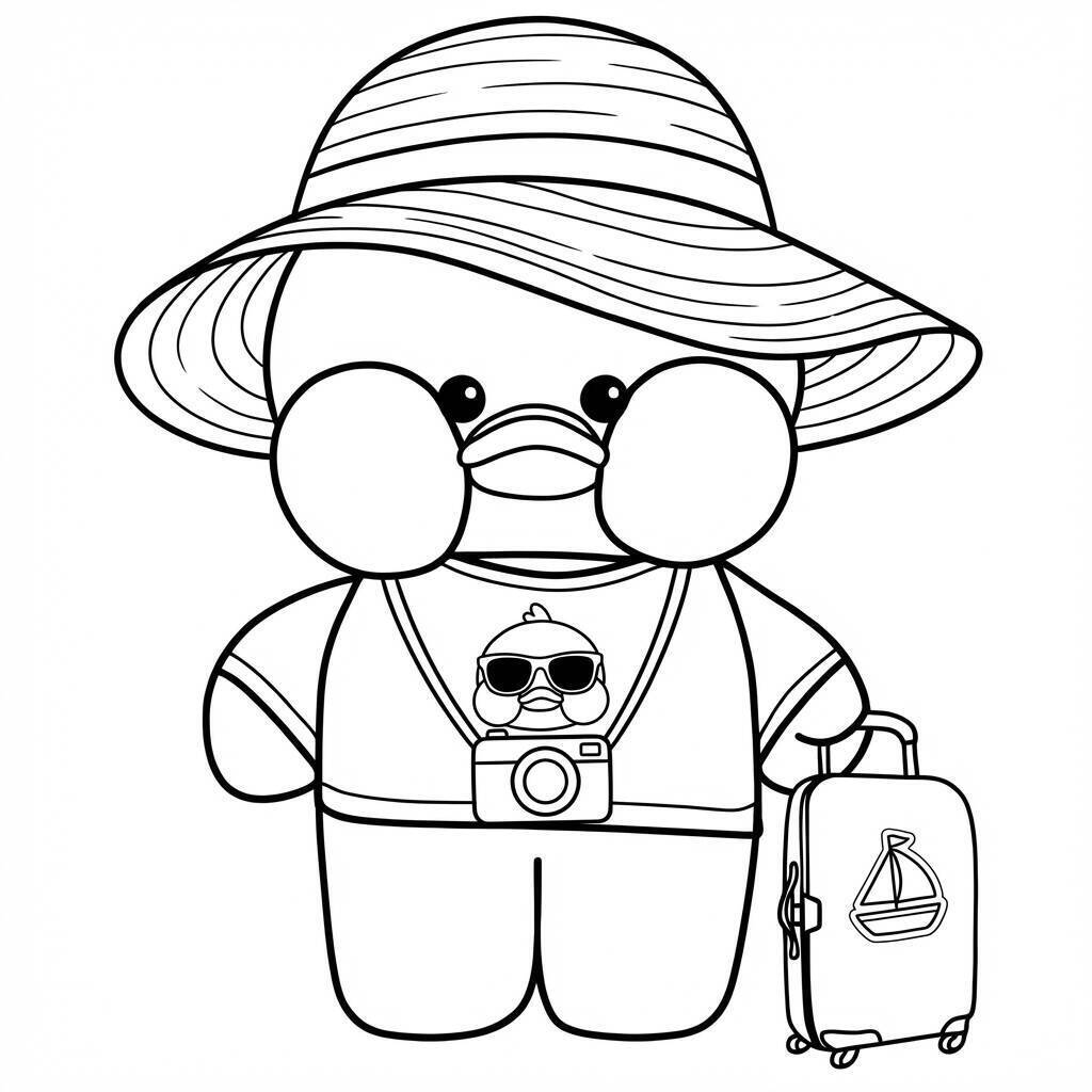 Desenho do Paper Duck em estilo de férias para colorir
