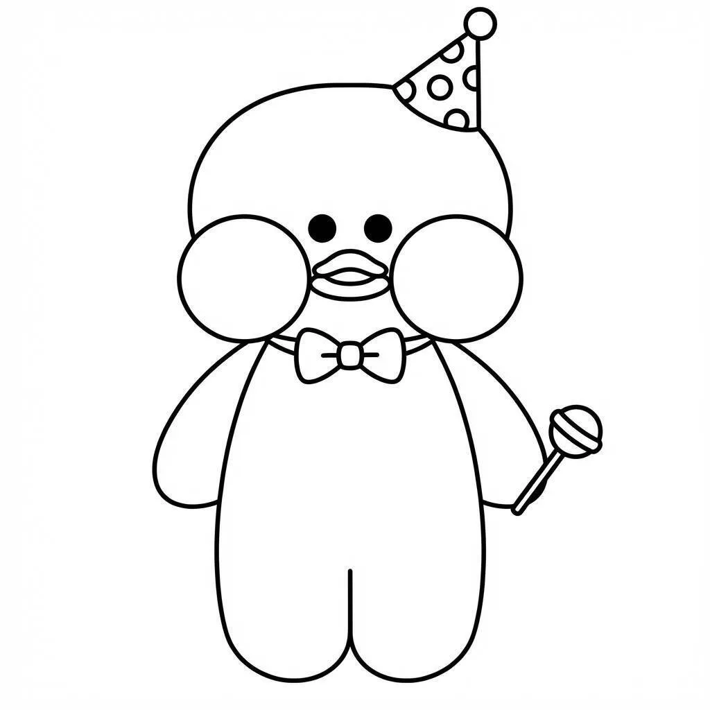 Desenho do Paper Duck para colorir com chapéu de festa