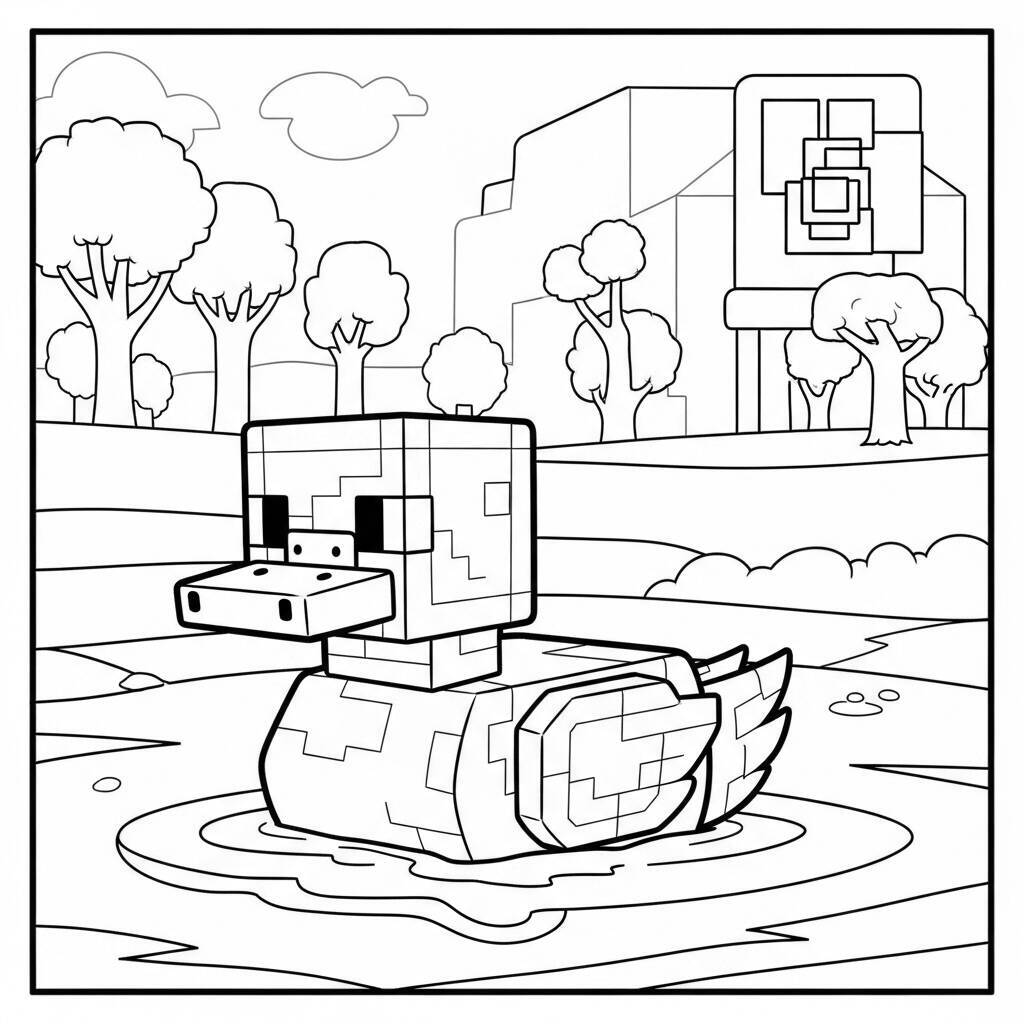 Desenho do Pato de Minecraft para Colorir