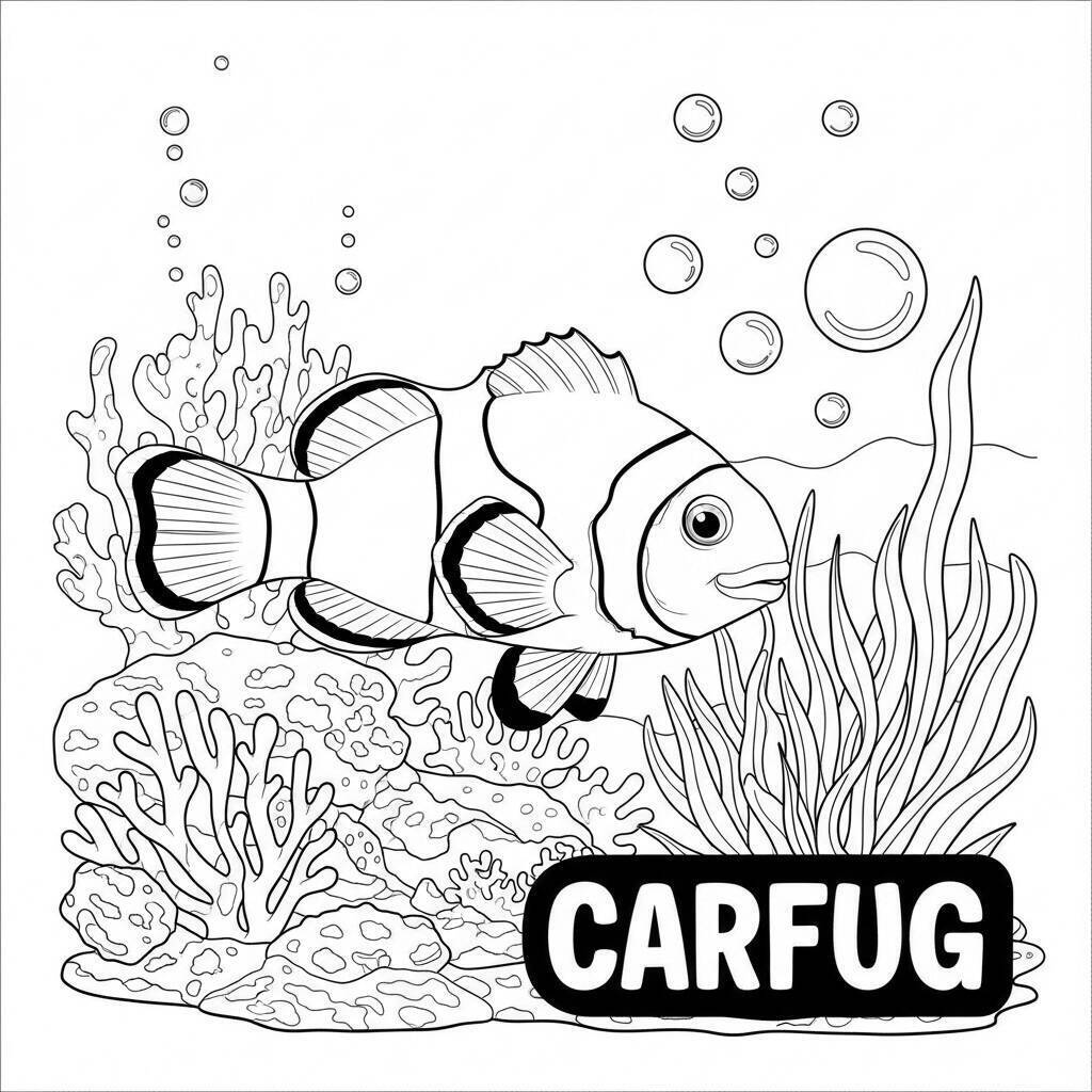 Pagina da colorare di pesce pagliaccio