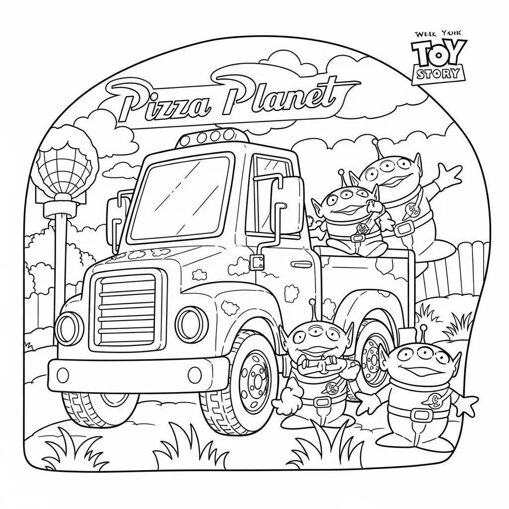 Desenho do Pizza Planet do Toy Story para Colorir