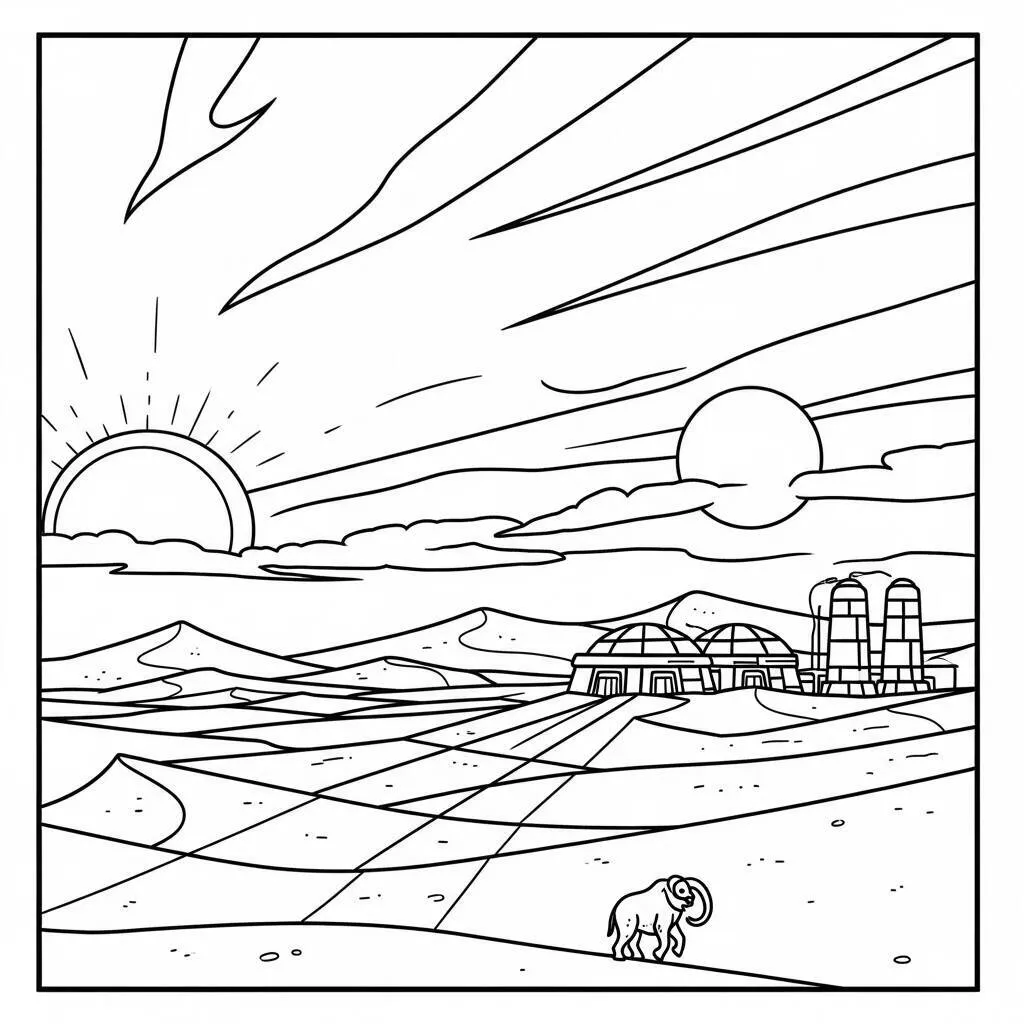 Desenho do Planeta Tatooine para Colorir