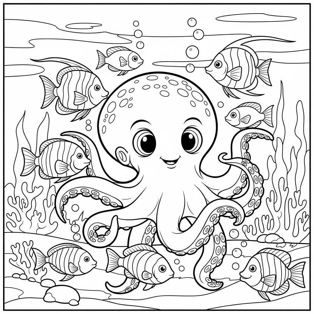 Desenho do Polvo para Colorir