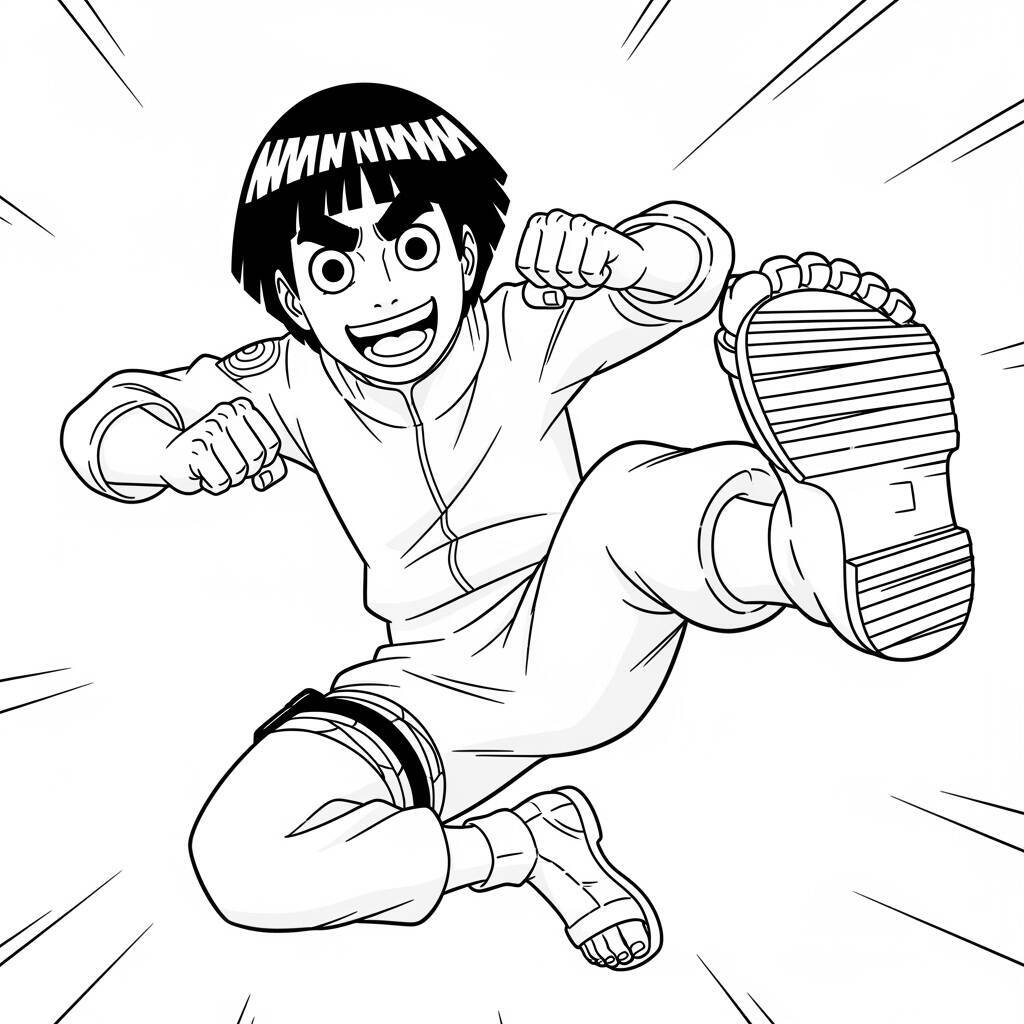 Rock Lee Coloring Page in Simple Style