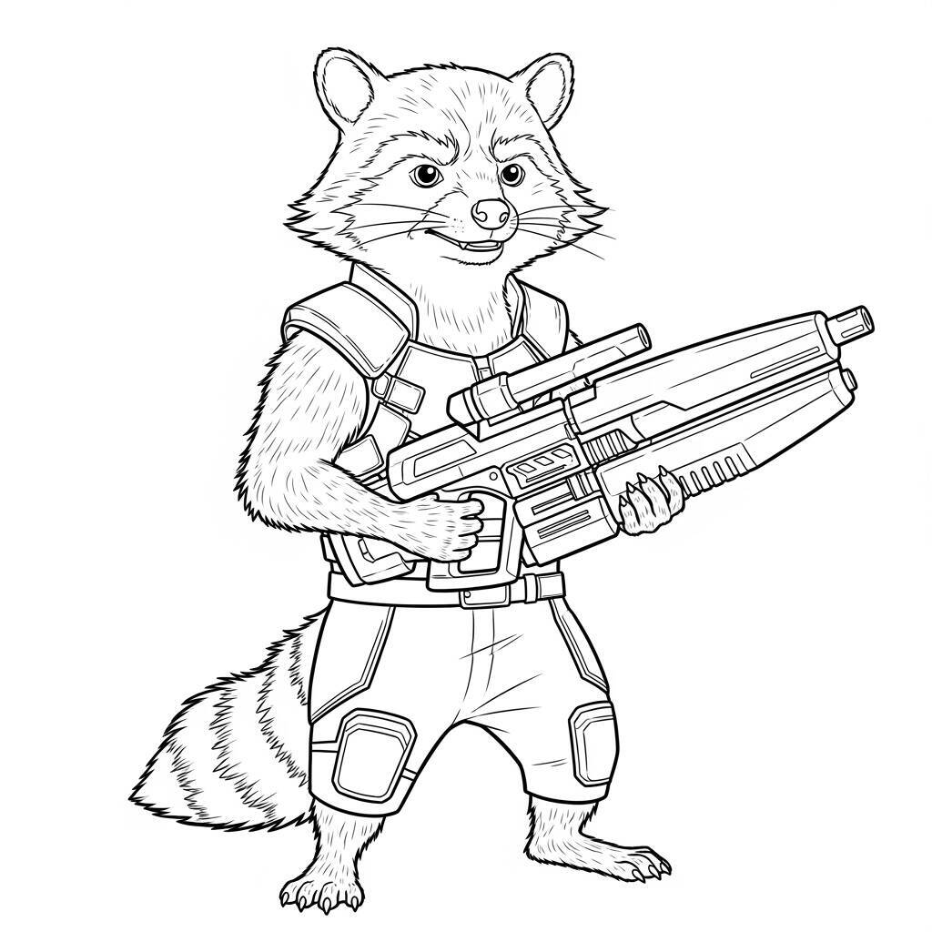 Desenho do Rocket Raccoon Vingadores para Colorir