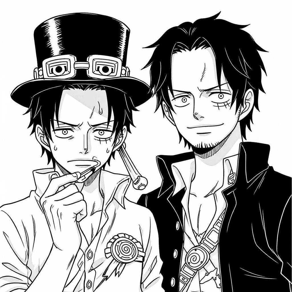 Coloriage Sabo et Ace