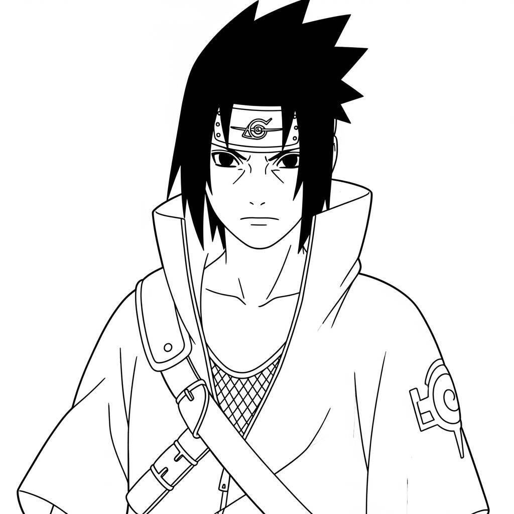 Desenho do Sasuke em Estilo Realista para Colorir
