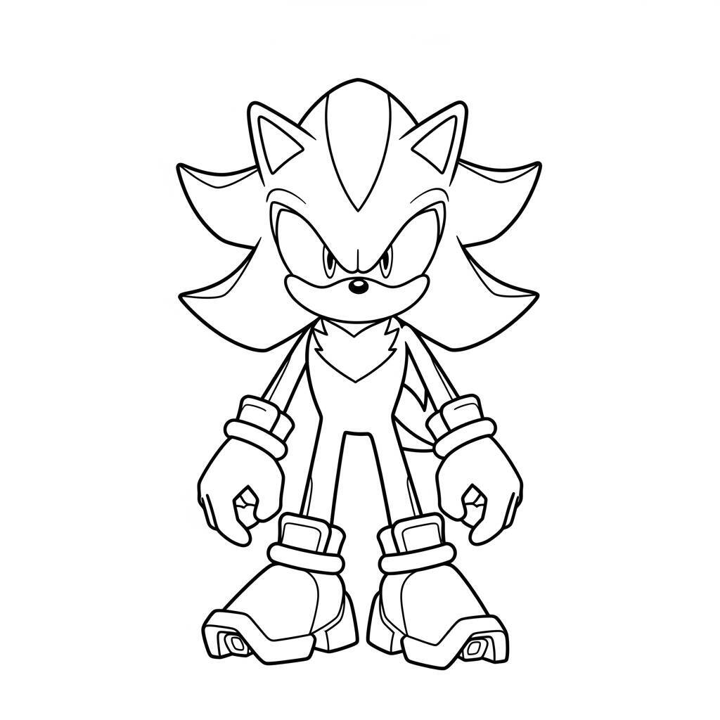 Desenho do Shadow The Hedgehog com Estilo Minimalista para Colorir