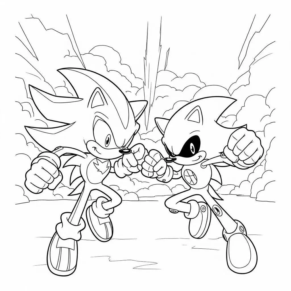 Desenho do Shadow The Hedgehog e do Metal Sonic para Colorir