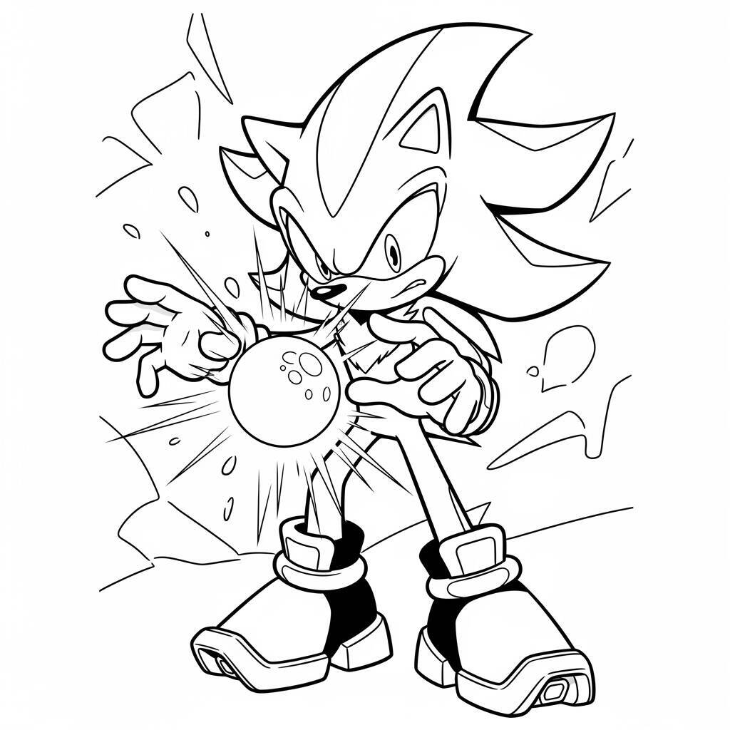 Desenho do Shadow The Hedgehog e uma Esfera de Energia para Colorir