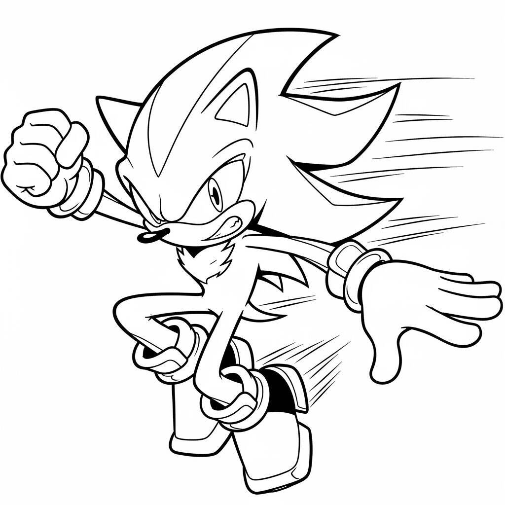 Desenho do Shadow The Hedgehog em Ação para Colorir