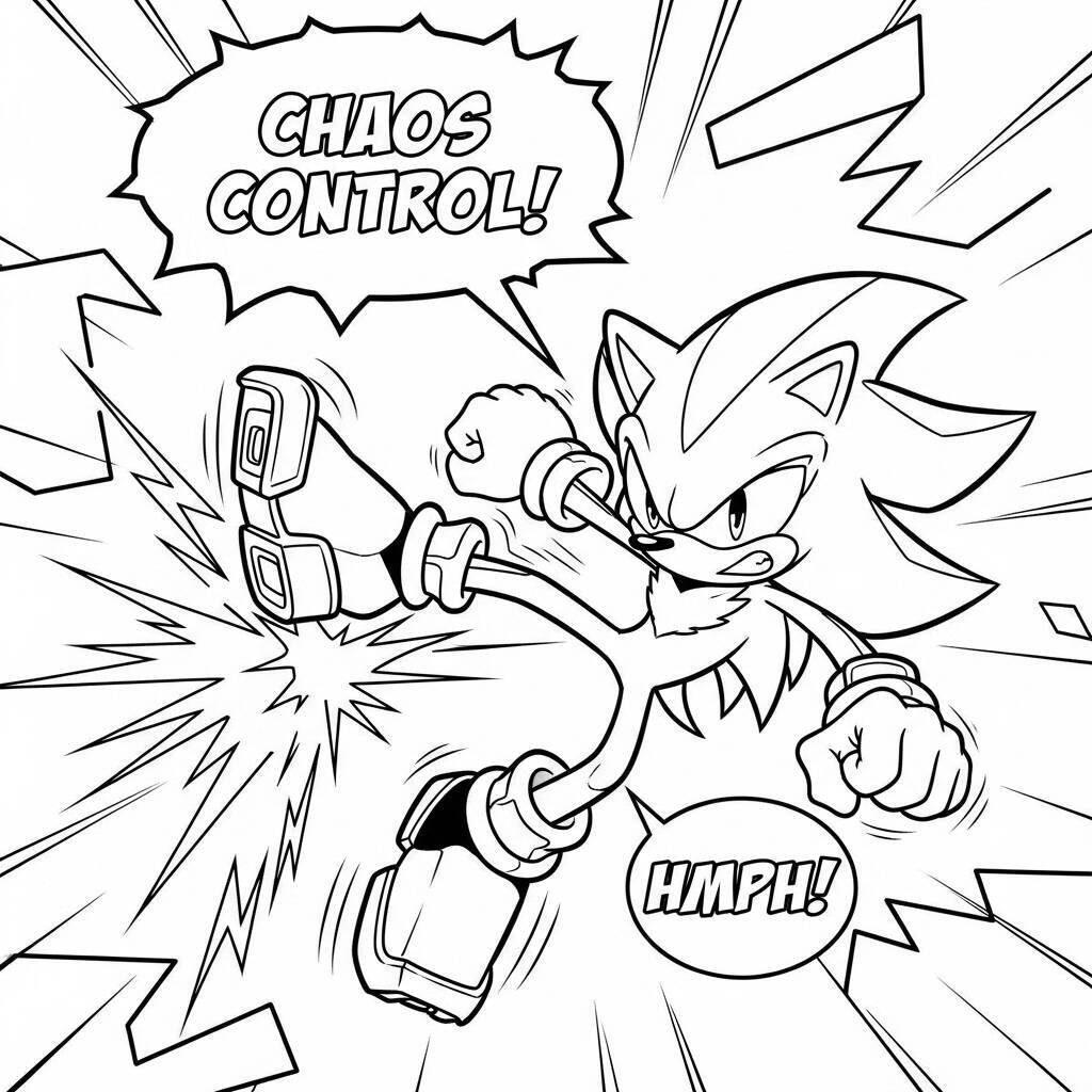 Desenho do Shadow The Hedgehog em um Estilo de Quadrinhos para Colorir