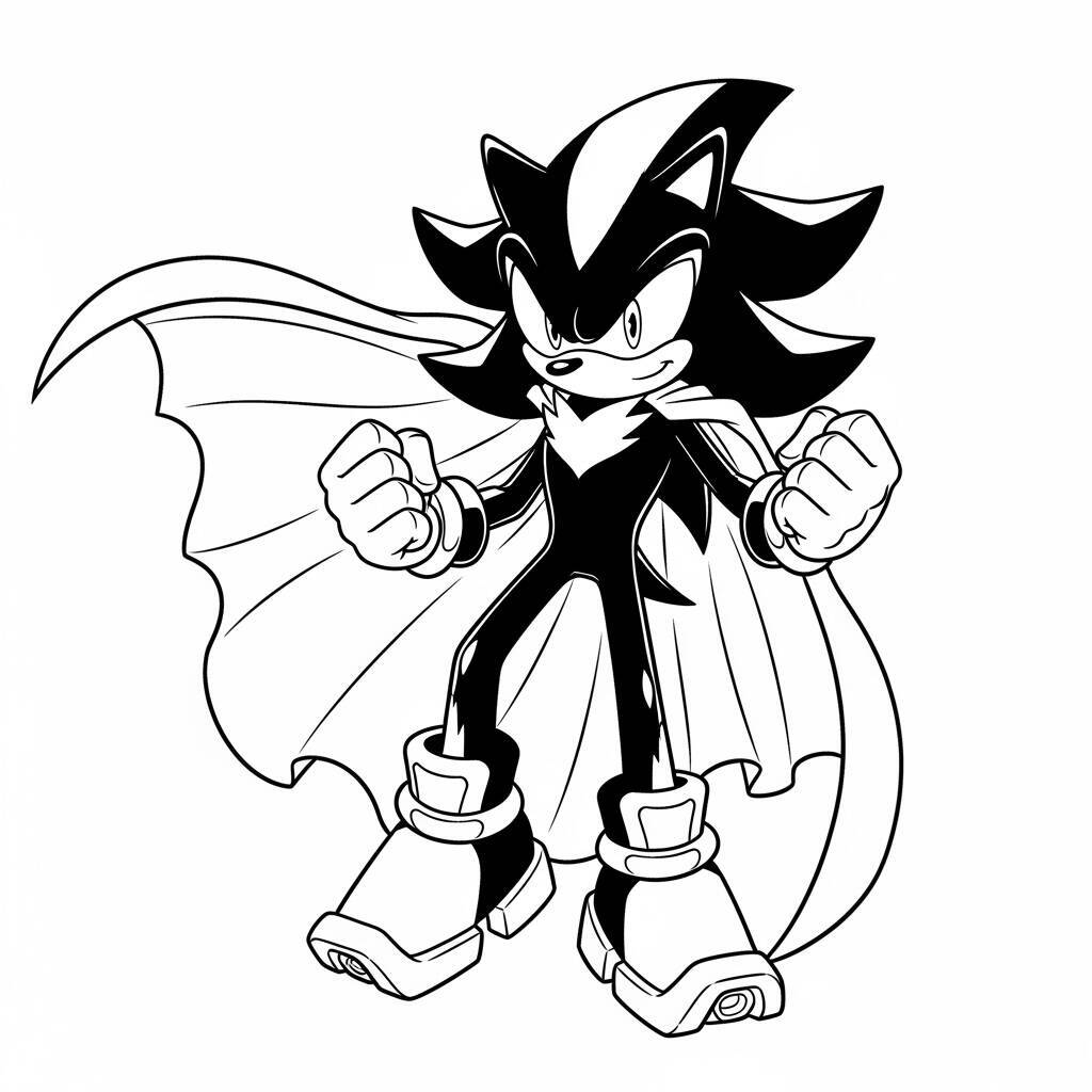 Desenho do Shadow The Hedgehog em um Estilo de Super-Herói para Colorir