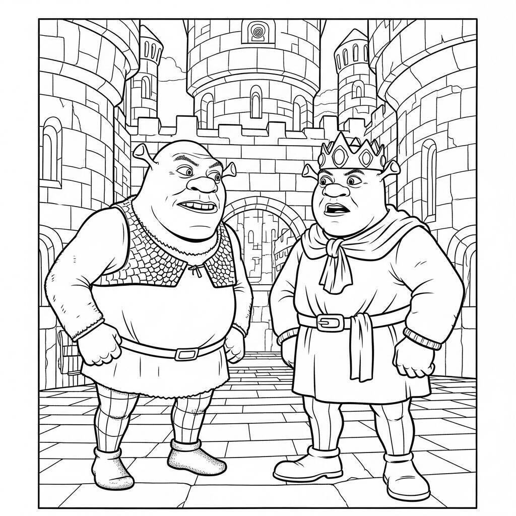 Coloriage Shrek et le roi