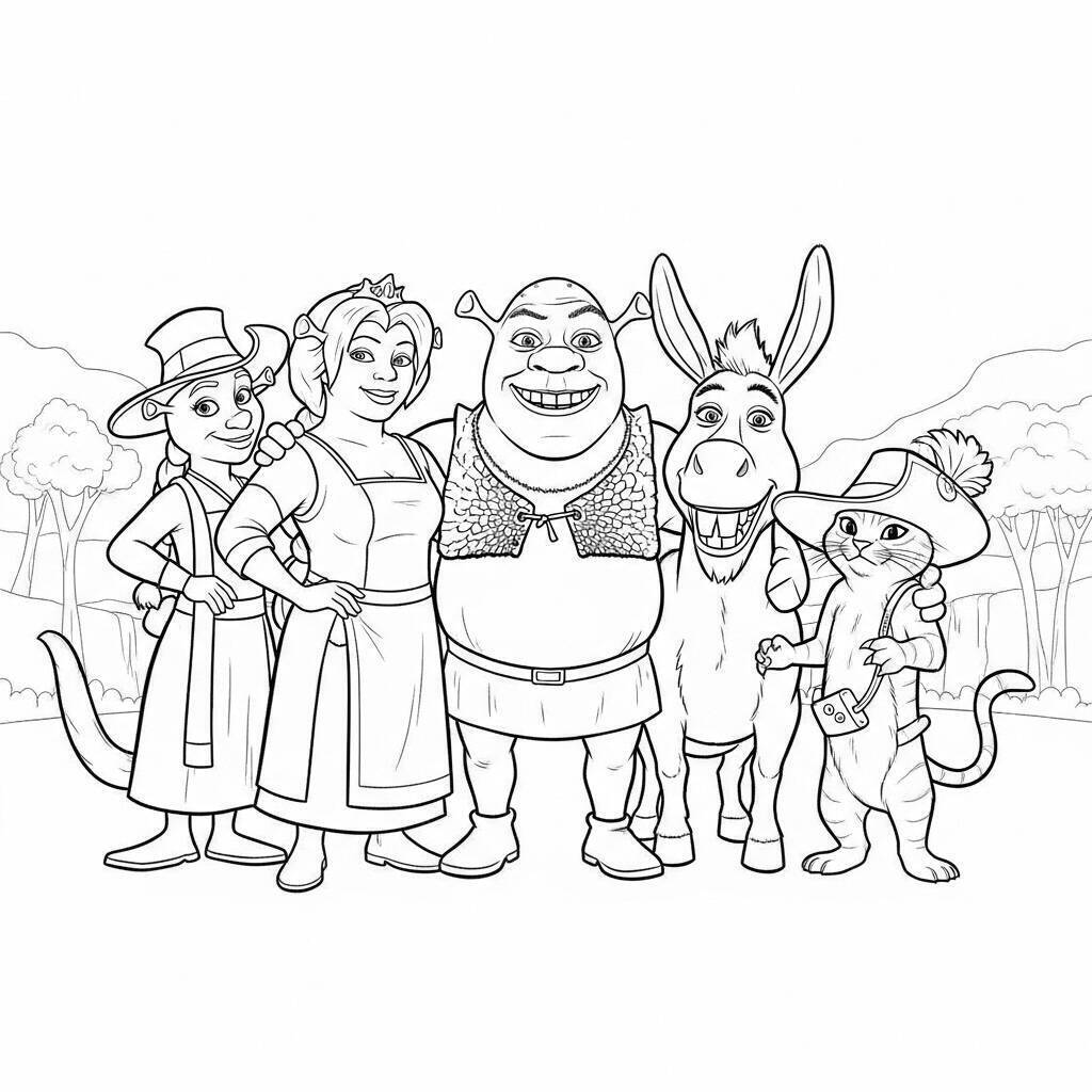 Coloriage Shrek et ses amis