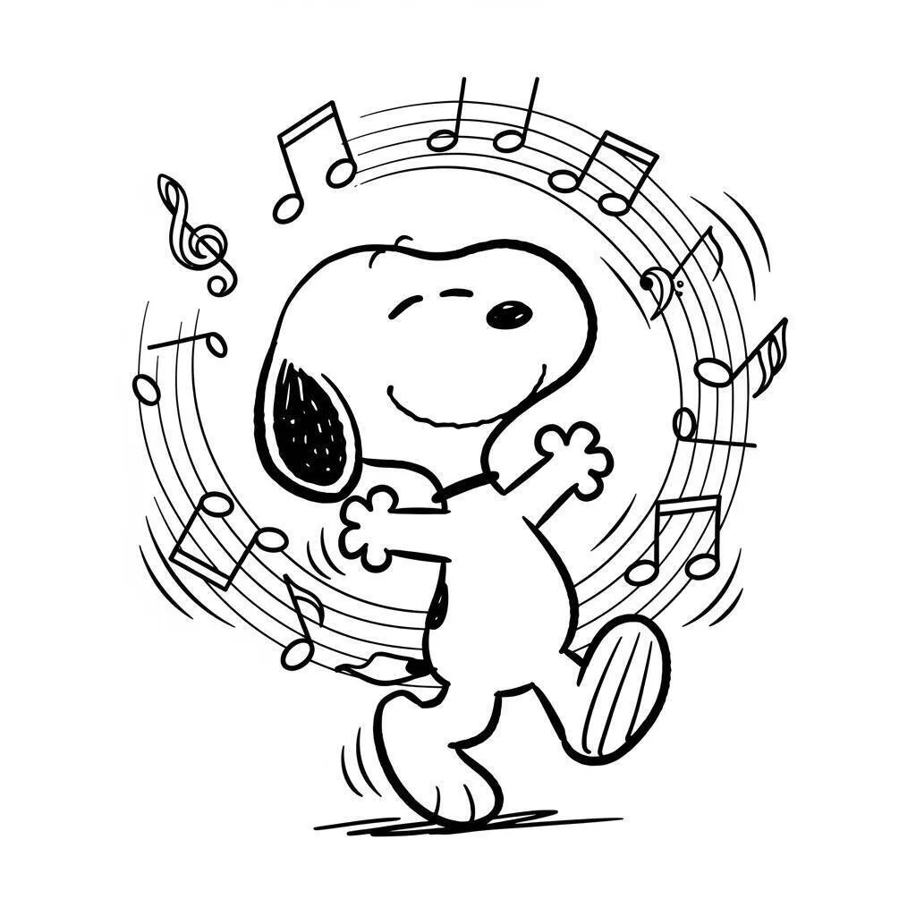 Desenho do Snoopy Dançando para Colorir
