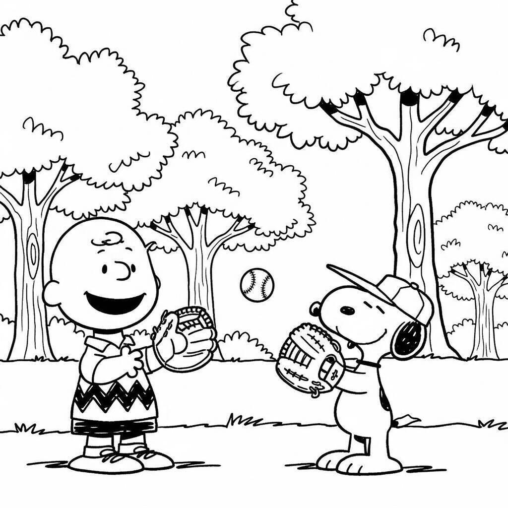 Desenho do Snoopy e Charlie Brown para Colorir