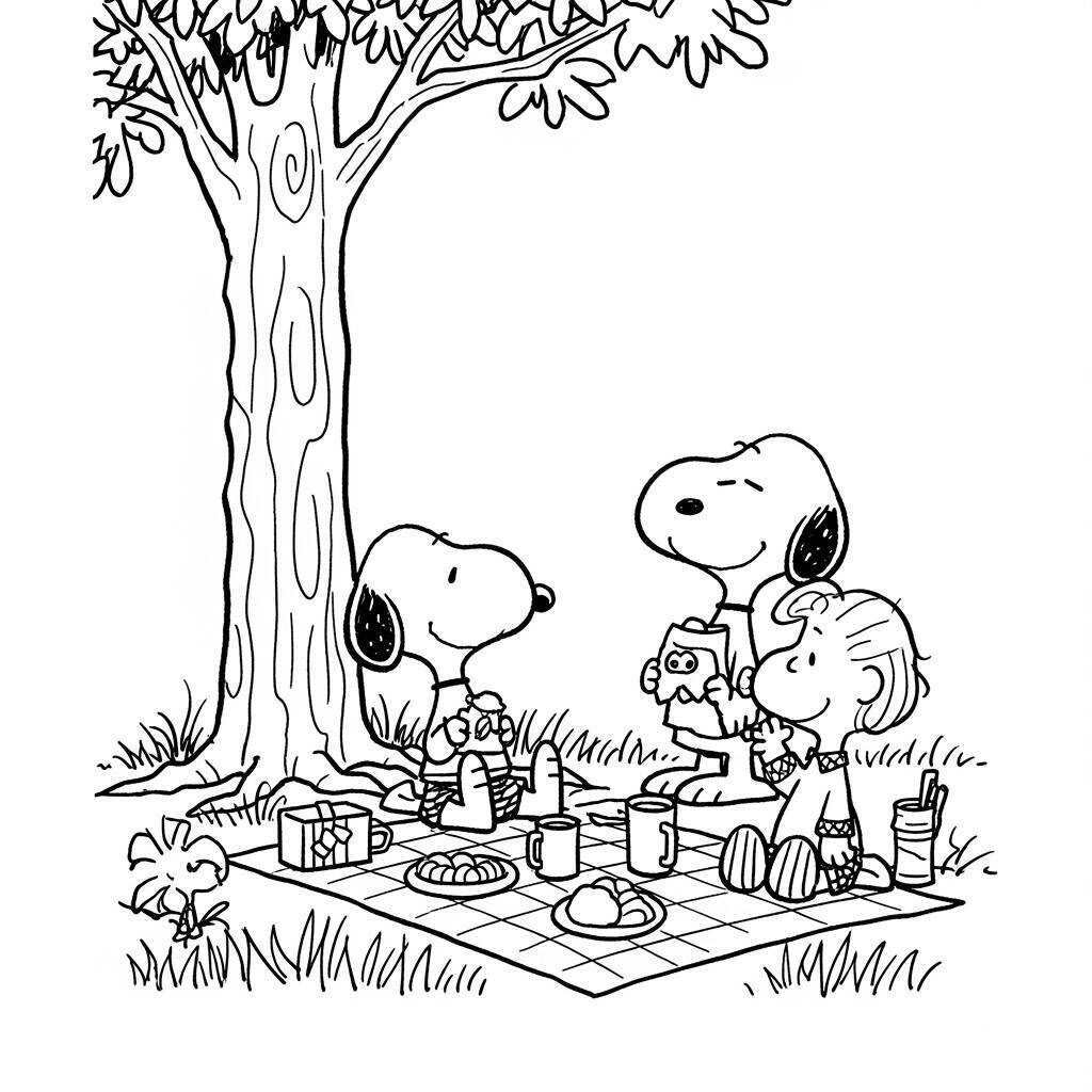 Desenho do Snoopy e Seus Amigos para Colorir