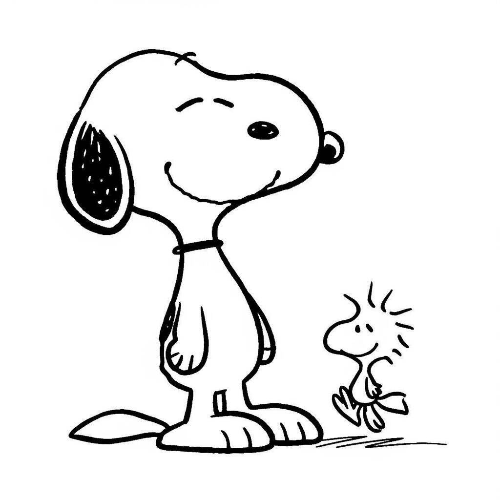 Desenho do Snoopy e Woodstock para Colorir