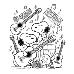 Desenho do Snoopy e a Música para Colorir