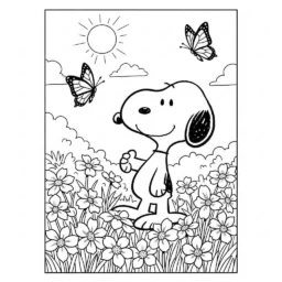 Desenho do Snoopy e a Primavera para Colorir